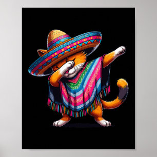 Poster Dabbing engraçado Gato Poncho Sombrero Mexicano Ci
