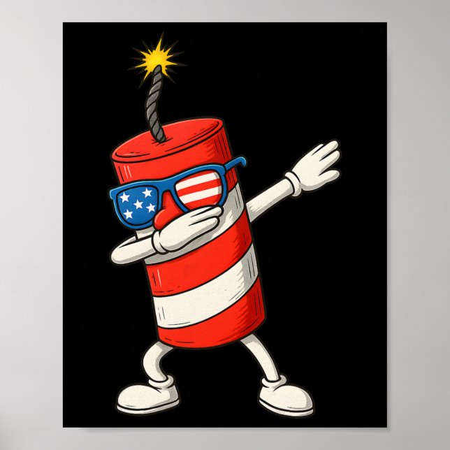 Poster Dabbing Firecracker Funny 4 De Julho Boys Te (Frente)