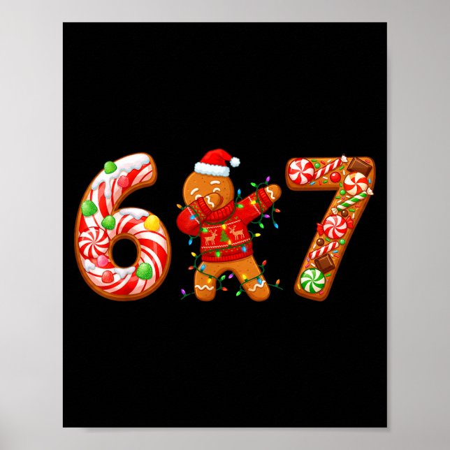 Poster Dabbing Gingerbread Man 67 Meme Candy Christmas Sw (Frente)