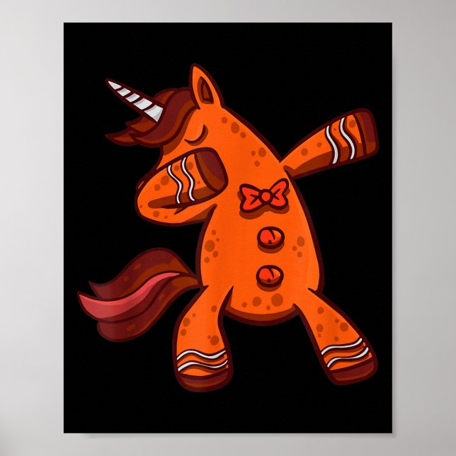 Poster Dabbing Gingerbread Unicorn Cookie Christmas  (Frente)