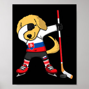 Poster Dabbing Golden Retriever Eslováquia Fãs de Hóquei 