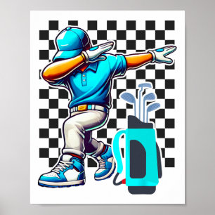 Poster Dabbing Golf Player Golfer Golfing Engraçado Homen