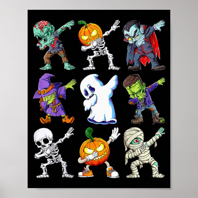 Poster Dabbing Halloween Boys Skeleton Zombie Y Pumpkin M (Frente)