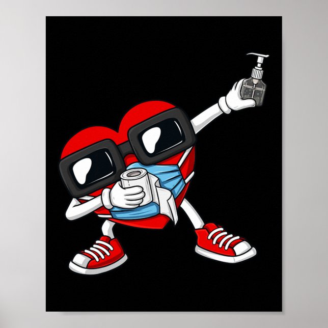 Poster Dabbing Heart In A Mask Fun Dia de os namorados Da (Frente)