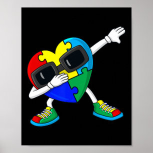 Poster Dabbing Heart Quebra-cabeça, peças Autism Dab Boys