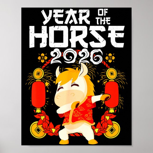Poster Dabbing Horse Chinese New Year Of The Horse2026  (Frente)
