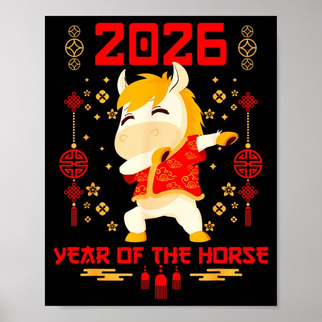 Poster Dabbing Horse Chinese New Year Of The Horse2026  (Frente)