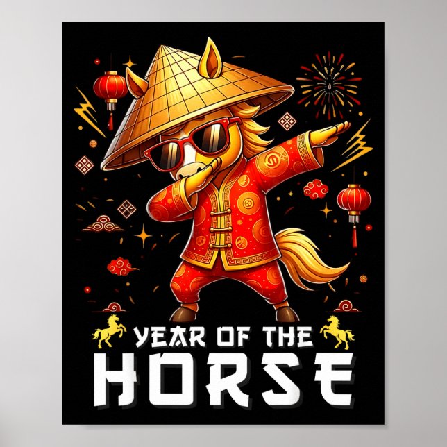 Poster Dabbing Horse Lunar Chinese New Year Of The Horse  (Frente)