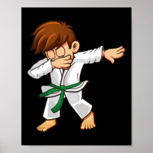Poster Dabbing Karateka Green Belt Karate