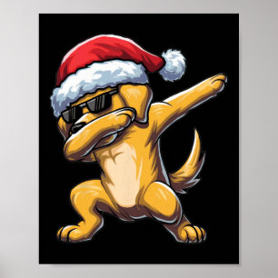 Poster Dabbing Labrador Retriever Santa Hat