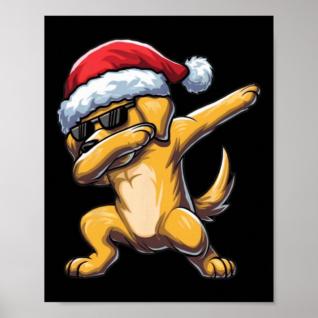 Poster Dabbing Labrador Retriever Santa Hat (Frente)