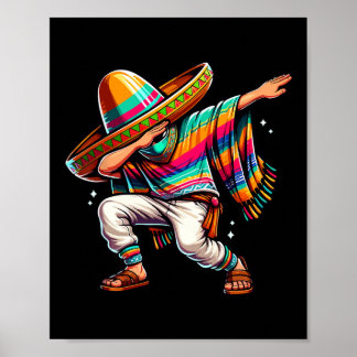 Poster Dabbing Mexican Poncho Sombrero Dab Boy Fiesta Cin
