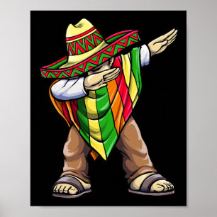 Poster Dabbing Mexicano Poncho Cinco De Mayo
