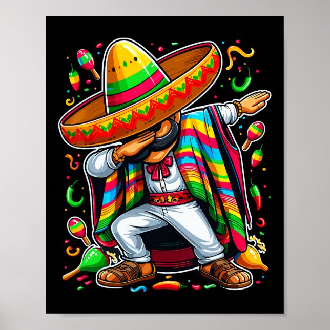 Poster Dabbing Mexicano Poncho Cinco De Mayo (Frente)