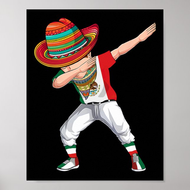 Poster Dabbing mexicano Poncho Cinco De Mayo Boys Men Som (Frente)
