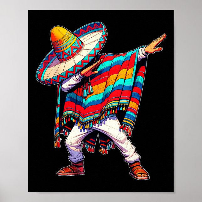 Poster Dabbing mexicano Poncho Cinco De Mayo Men Sombrero (Frente)