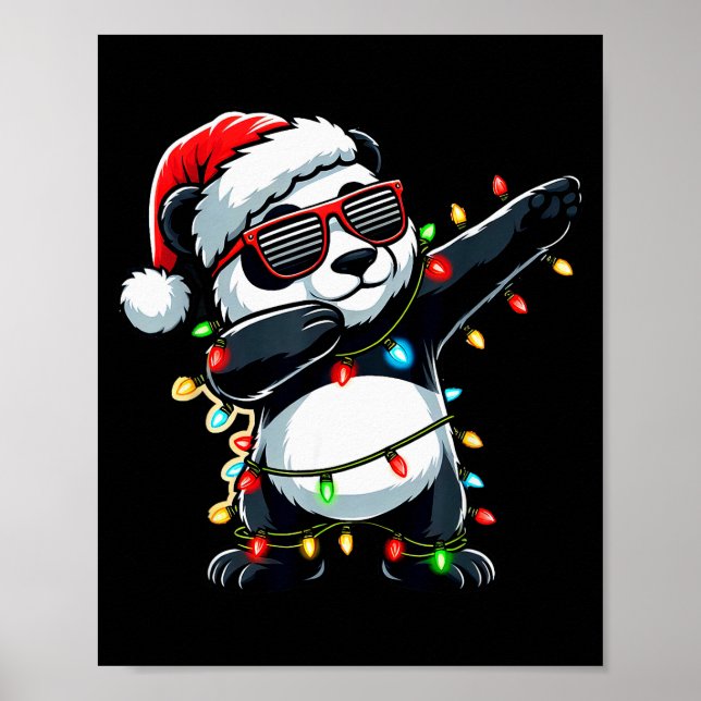 Poster Dabbing Panda Xmas For Kids Boys Girl Panda Lover  (Frente)