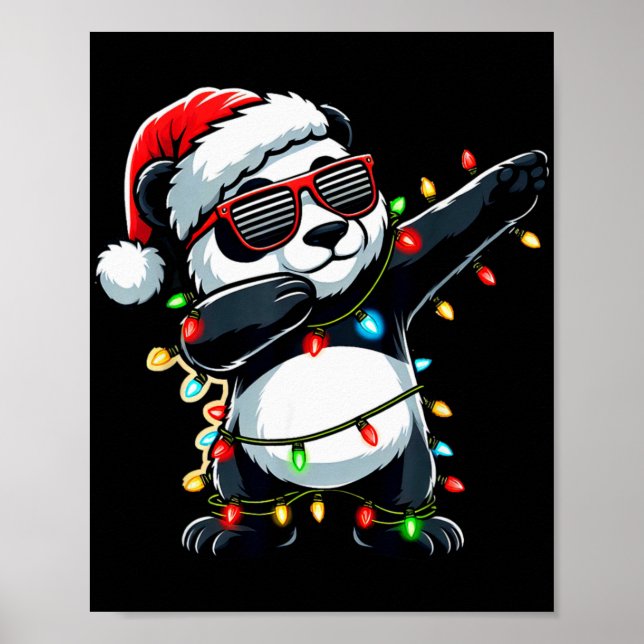 Poster Dabbing Panda Xmas For Kids Boys Girl Panda Lover  (Frente)