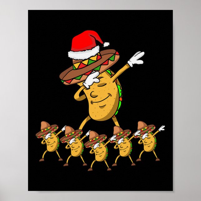 Poster Dabbing Party Christmas Taco Funny Dab Gift (Frente)