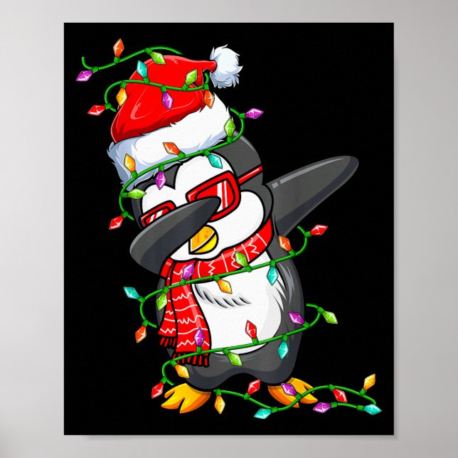 Poster Dabbing Penguin Wearing Santa Hat - Penguin Lover  (Frente)