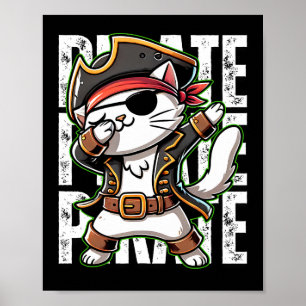 Poster Dabbing Pirata Cat Pirate Party Man Cut Cat Boy L