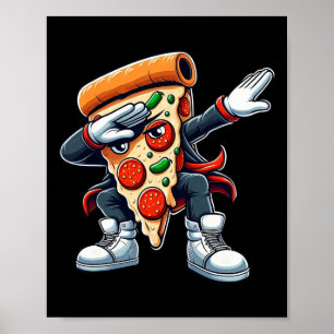 Poster Dabbing Pizza Boys Raparigas Toddler Dançando