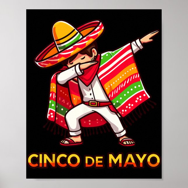 Poster Dabbing Poncho Mexicano Cinco De Mayo Festa 3  (Frente)