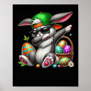 Poster Dabbing Rabbit Easter Ovos Dab Rapazes Meninas Cri