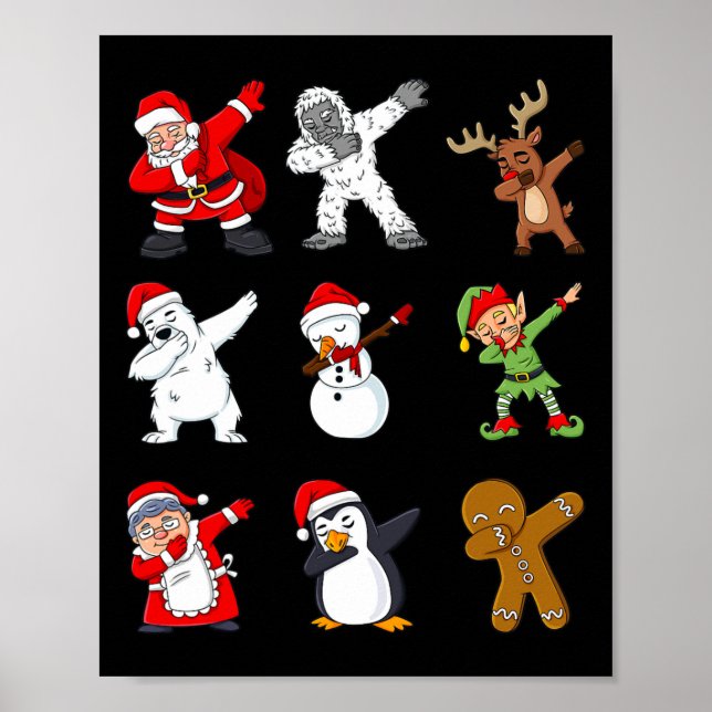 Poster Dabbing Santa Claus and Friends Christmas Boys Gir (Frente)