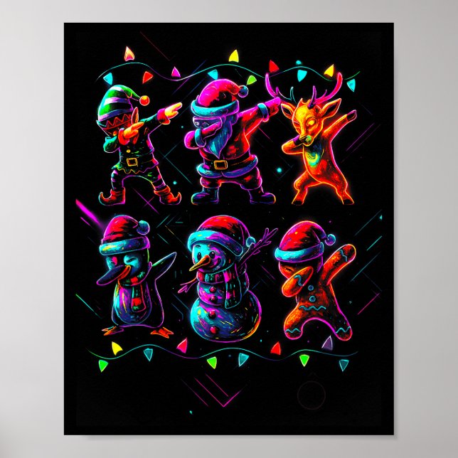 Poster Dabbing Santa Elf Friends Christmas Boys Girls Men (Frente)