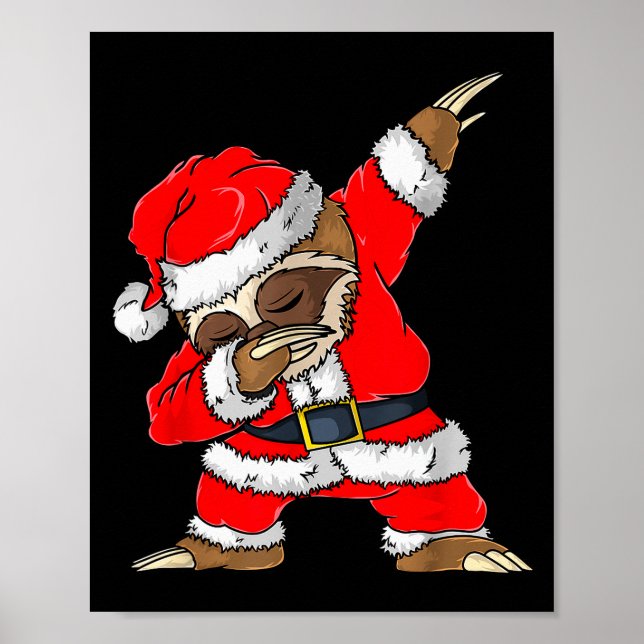 Poster Dabbing Santa Sloth Merry Slothmas Christmas Kids  (Frente)