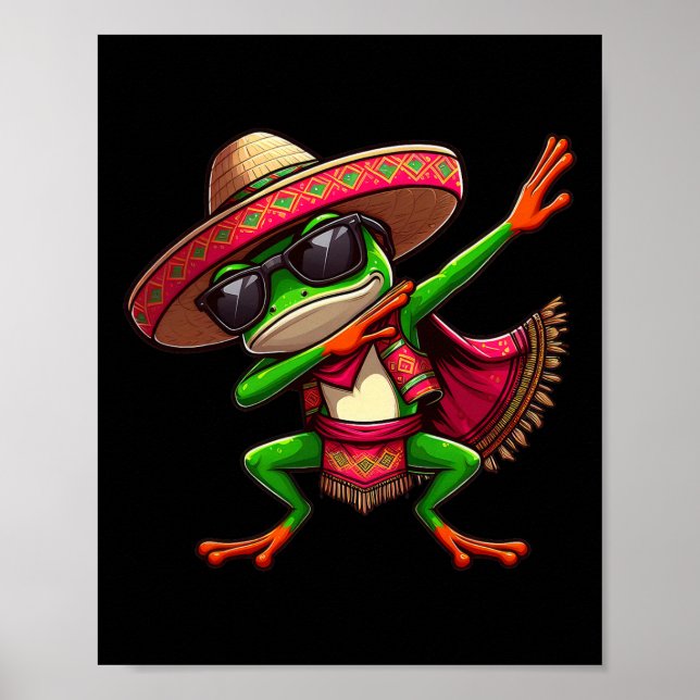 Poster Dabbing Sapo Sungles Sombrero Poncho Cinco De Mayo (Frente)