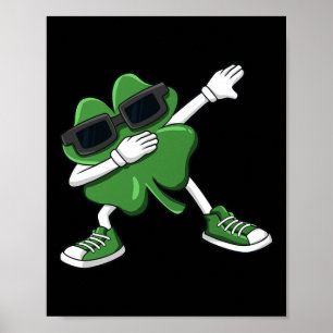 Poster Dabbing Shamrock Dia de São Patrício Fun Boys K