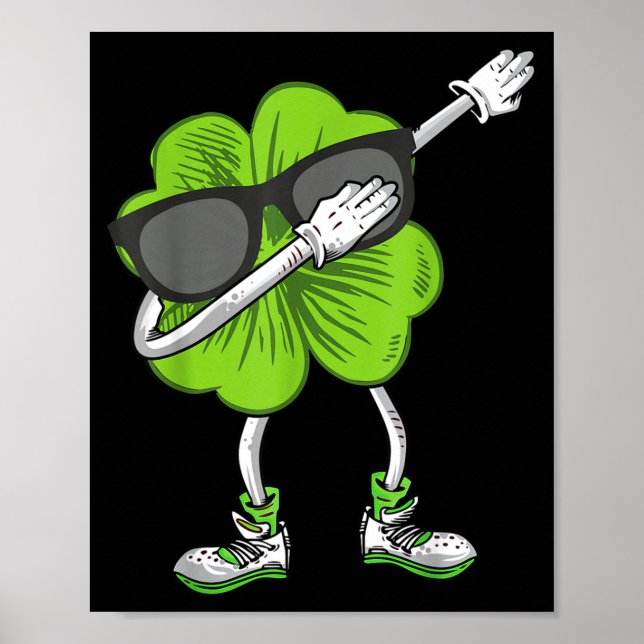 Poster Dabbing Shamrock St Patrick's Day Funny Irish Boys (Frente)