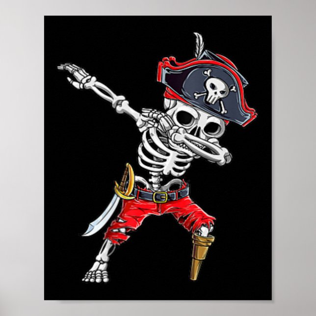 Poster Dabbing Skeleton Pirate Dias de as Bruxas engraçad (Frente)