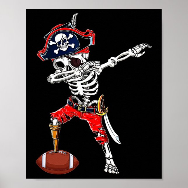 Poster Dabbing Skeleton Pirate E Pegada Ll Halloween Co (Frente)