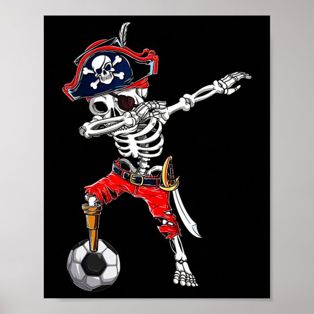 Poster Dabbing Skeleton Pirate E Soccer Ll Halloween Co (Frente)
