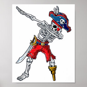 Poster Dabbing Skeleton Pirate Halloween Crianças Homens