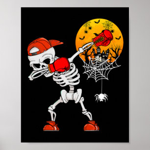 Poster Dabbing Skeleton Reproduzindo Jogador de Halloween