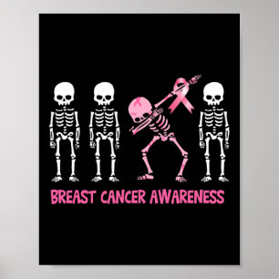 Poster Dabbing Skeleton Rosa Fita Cancer