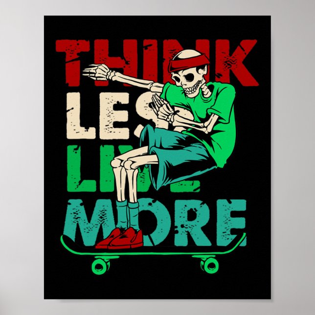 Poster Dabbing Skeleton Skateboarder Skater Deck Skateboa (Frente)