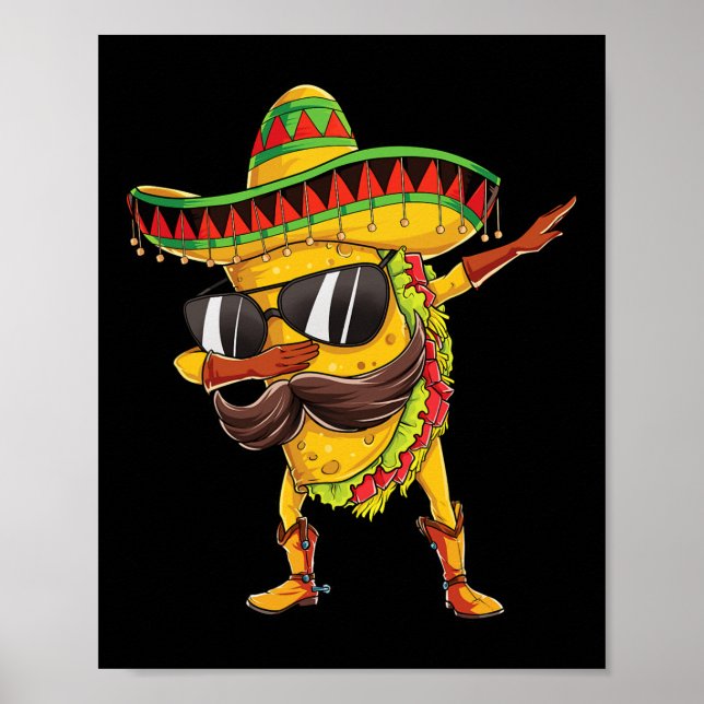 Poster Dabbing Taco T Shirt Cinco De Mayo Kids Boys W (Frente)