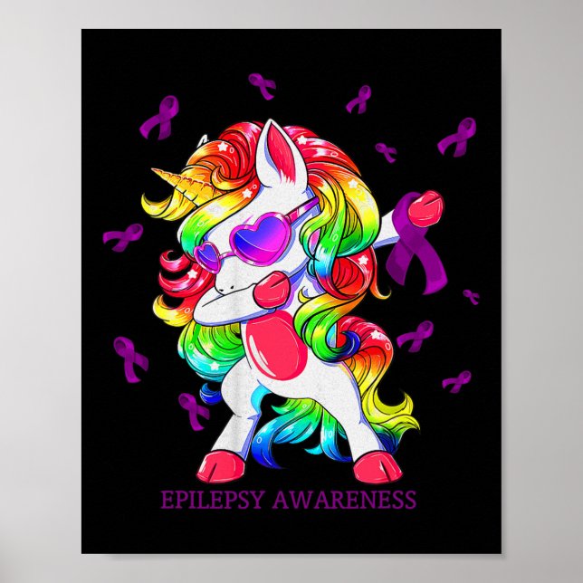 Poster Dabbing Unicorn Epilepsy Awarness Gifs (Frente)