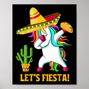 Poster Dabbing Unicorn Funny Cinco De Mayo Kids Girls Let
