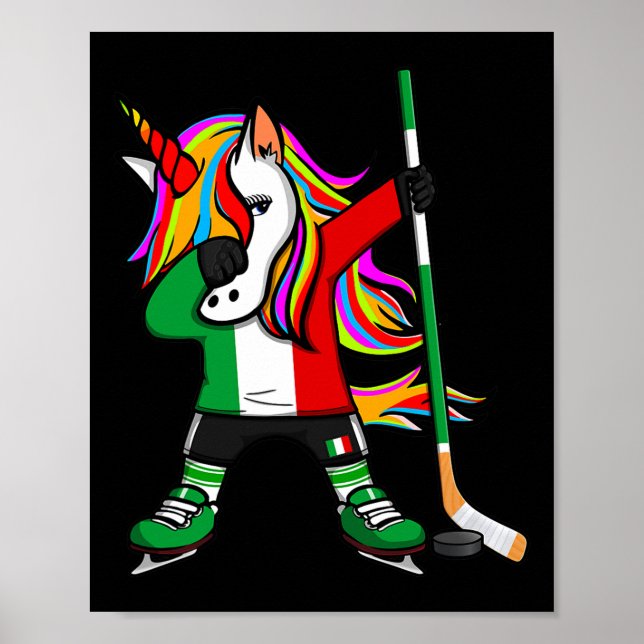 Poster Dabbing Unicorn Italy Ice Hockey Fans Jersey Winte (Frente)