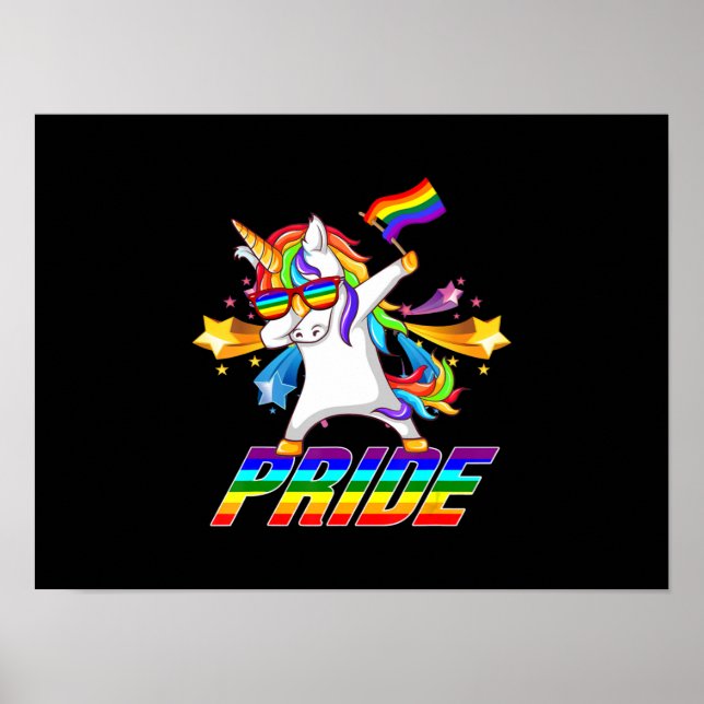 Poster Dabbing Unicorn LGBT Orgulho gay (Frente)