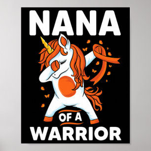 Poster Dabbing unicorn Orange ribbon support Leukemia Awa