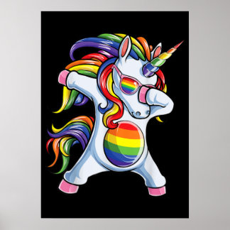Poster Dabbing Unicorn Orgulho gay LGBT Rainbow