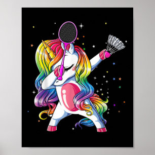 Poster Dabbing Unicorn tocando Badminton Player Lover Mat