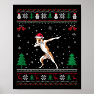 Poster Dabbing Whippet Dog Santa Hat Garotas Crianças Chr